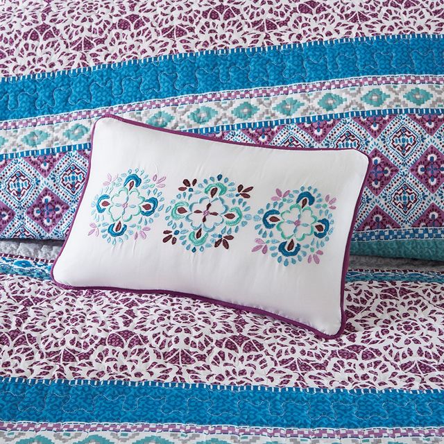 Olliix by Intelligent Design Joni Purple Full/Queen Boho Reversible Coverlet Set-2