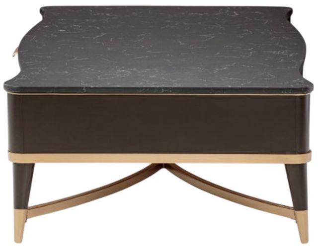 Michael Amini® Malibu Crest Crotch Mahogany Cocktail Table with Gold Legs-2
