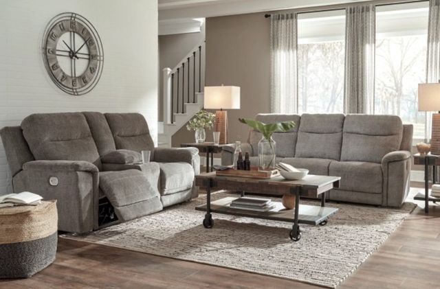 Signature Design by Ashley® Mouttrie 2-Piece Smoke Living Room Set with Reclining Sofa-3