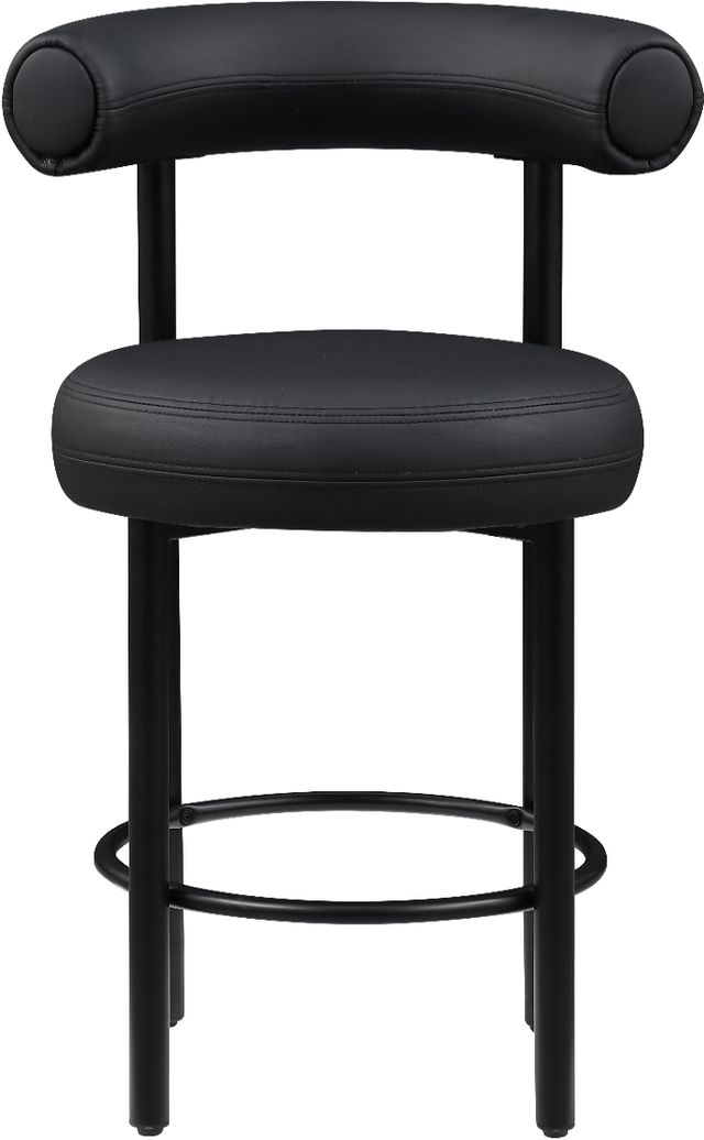 Meridian Furniture Bordeaux Black/Matte Black Vegan Leather Counter Stool-1