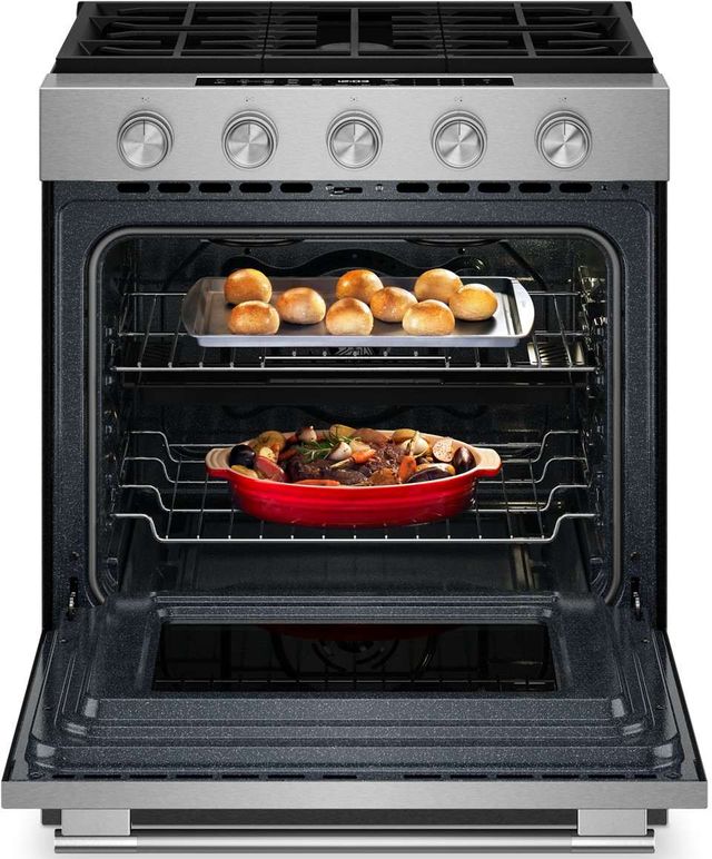 KitchenAid® 30" Fingerprint Resistant Stainless Steel Smart Slide-in Gas Range with Convection Cooking Modes and 2-in-1 Burner-2