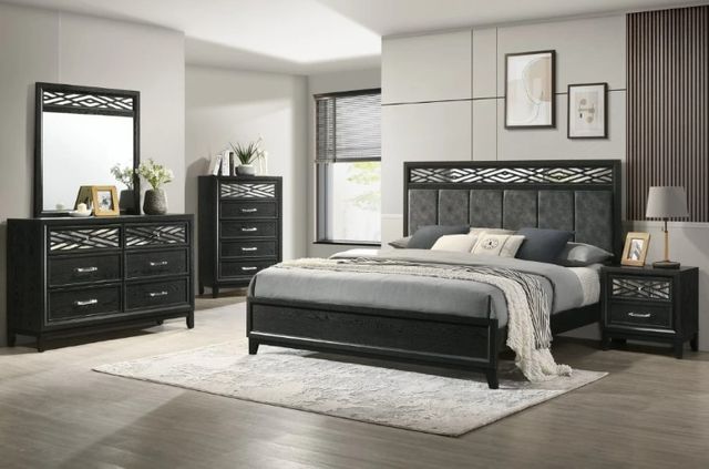 New Classic® Home Furnishings Obsidian 4-Piece Black Queen Panel Bedroom Set-1