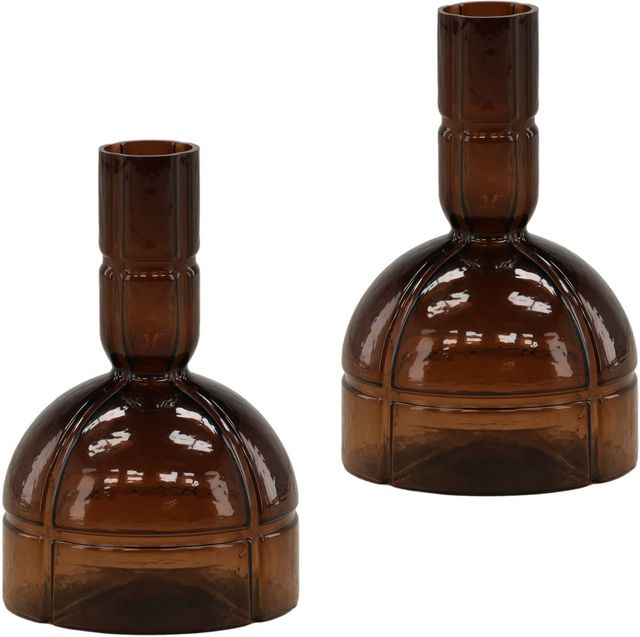 Dovetail Furniture Connors 2-Piece Large Brown Vase Set-0