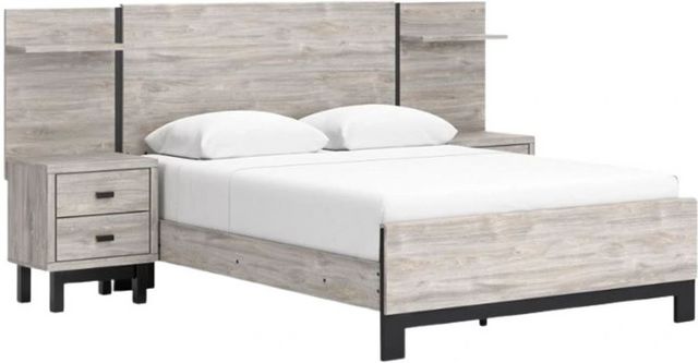 Grand lit à panneaux avec rallonges Vessalli de Benchcraft® - Gris