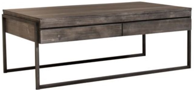 Liberty Furniture Gateway Weathered Gray Cocktail Table with Black Metal Frames-0