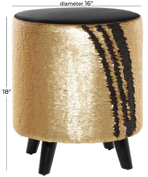 Deco Marche Gold Stool with Sequins-2
