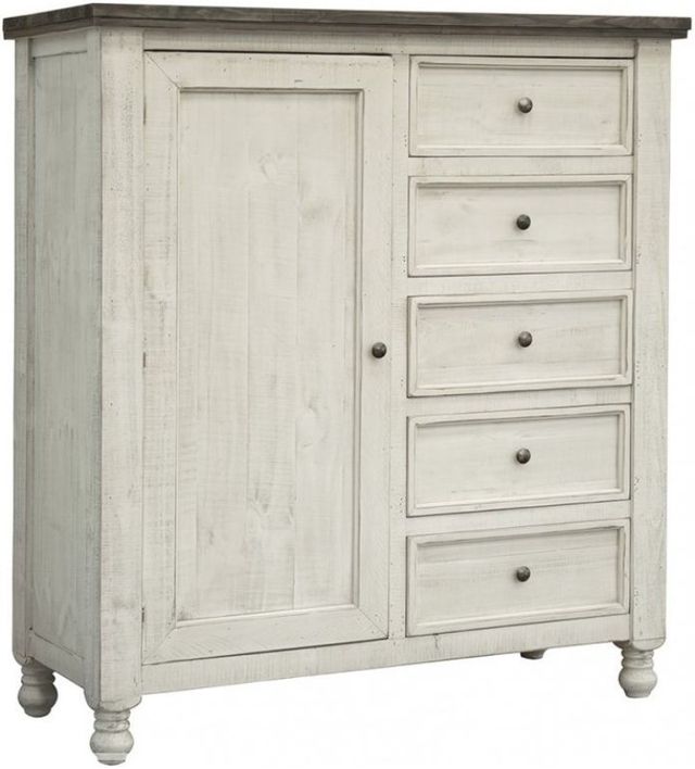 International Furniture Direct Stone Ivory/Weathered Gray Gentleman Chest-0