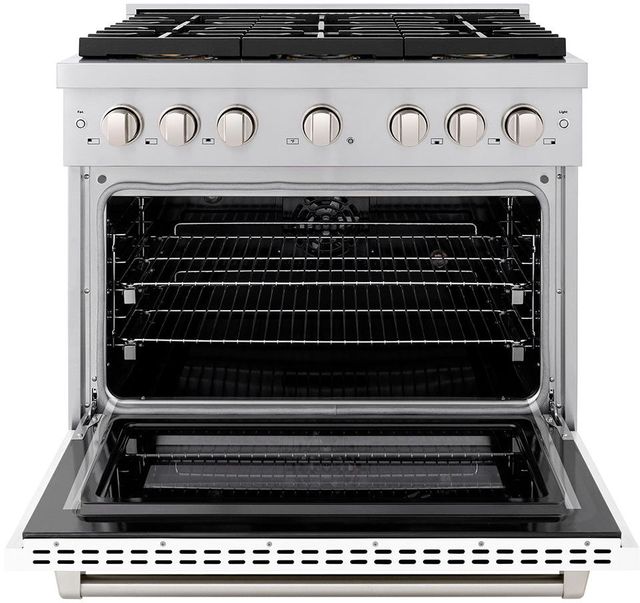 ZLINE Paramount Series 36" Stainless Steel Pro Style Dual Fuel Range with White Matte Door-1