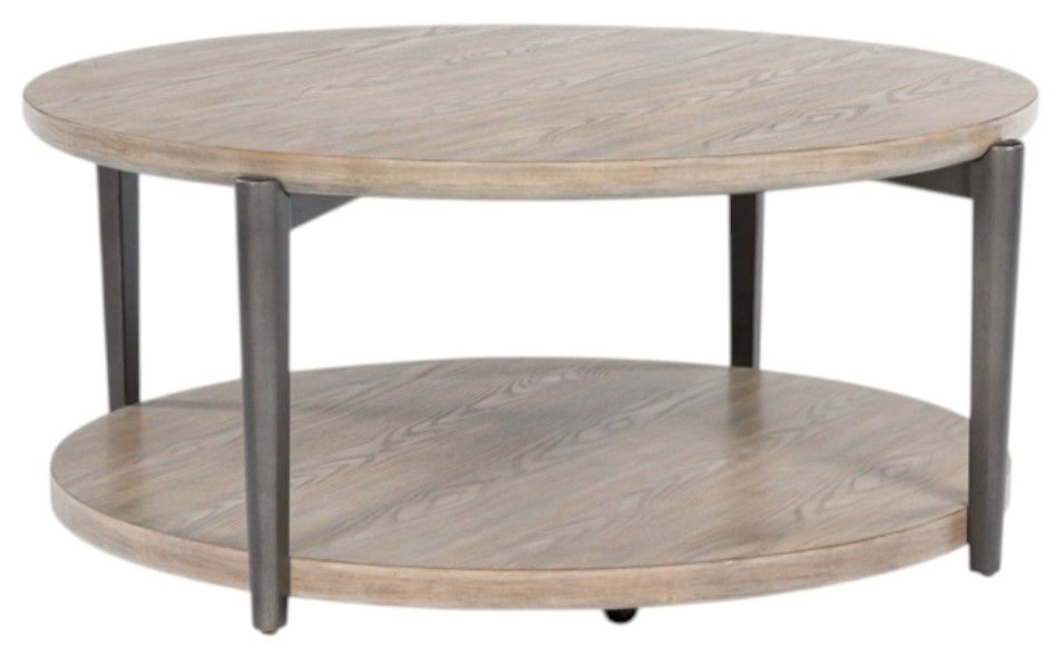 Signature Design by Ashley® Dyonton Light Grayish Brown Top Coffee Table with Gunmetal Base