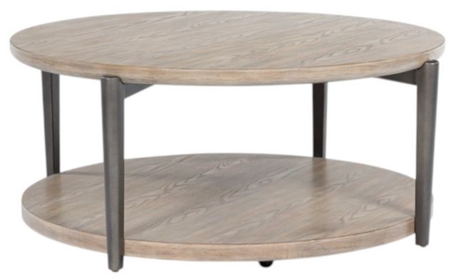 Signature Design by Ashley® Dyonton Light Grayish Brown Top Coffee Table with Gunmetal Base