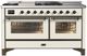 Ilve® Majestic III 60" Antique White Pro Style Dual Fuel Liquid Propane Range with French Top and Burnished Trim-0