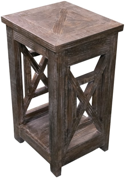 American Wholesale Furniture Barnwood X Squared Side Table