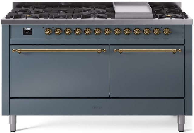 Ilve® Nostalgie II Series 60" Blue Grey Pro Style Dual Fuel Range-0