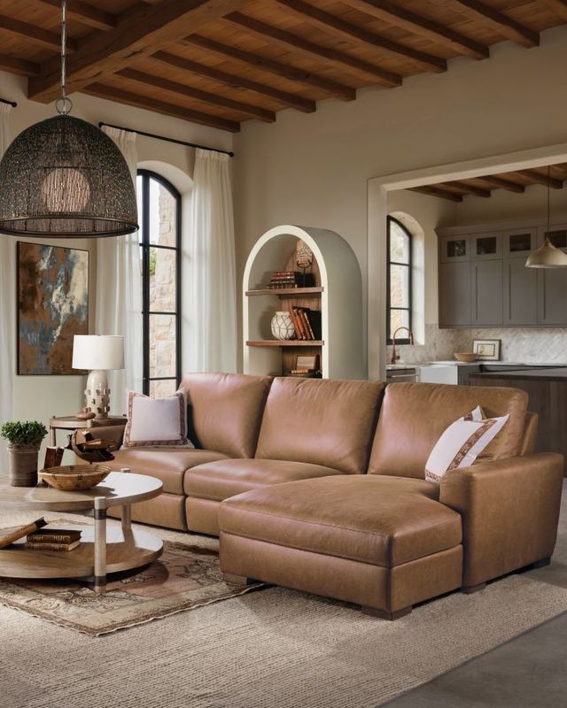 Hooker® Furniture Ready-Made Upholstery Optimus 3-Piece Kingston Cognac Power Reclining Sectional and Chaise-2