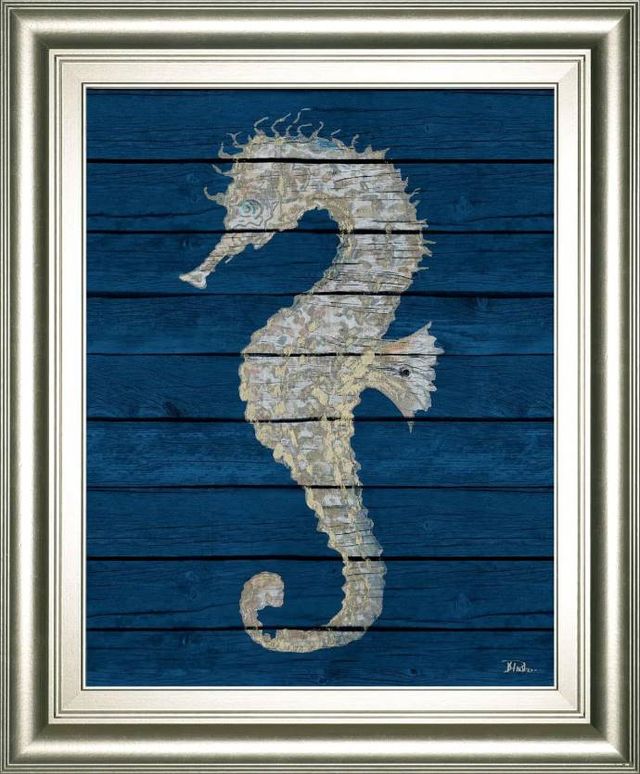 Classy Art Antique Seahorse on Blue II by Patricia Pinto Wall Art -0
