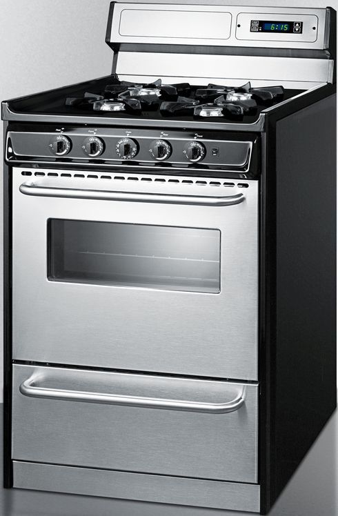 Summit® 24" Stainless Steel Open Burner Freestanding Gas Range-1