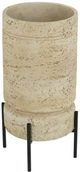A & B Home Black/Cream Cylindrical Cement Planter with Iron Stand-1