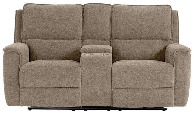 Bassett® Furniture Club Level Calvin Pecan Power Reclining Loveseat with Console-1