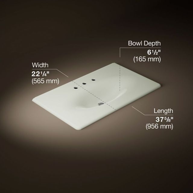 Kohler Iron/Impressions® Dune 37" Widespread Enameled Cast Iron Vanity Top with Integrated Oval Sink-2