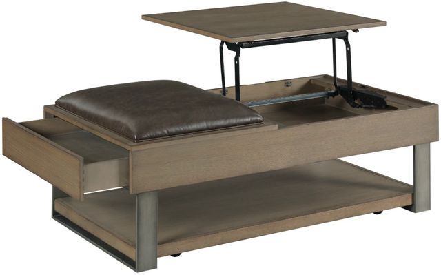 Hammary® Stella Umber Lift Top Storage Coffee Ottoman Table with Gray Frame-3