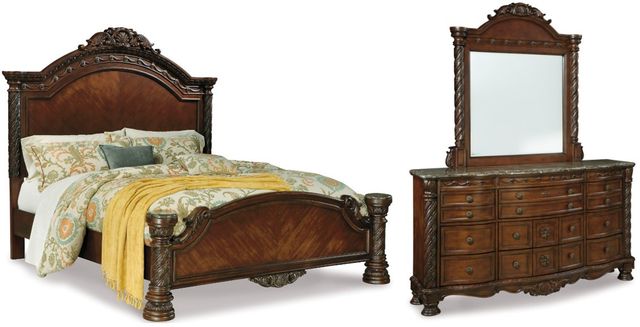 Millennium® by Ashley® North Shore 3-Piece Dark Brown California King Panel Bed Set-0