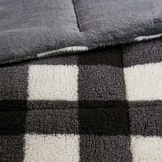 Olliix by True North by Sleep Philosophy Brooks Ivory and Black King Sherpa Down Alternative Comforter Set-3