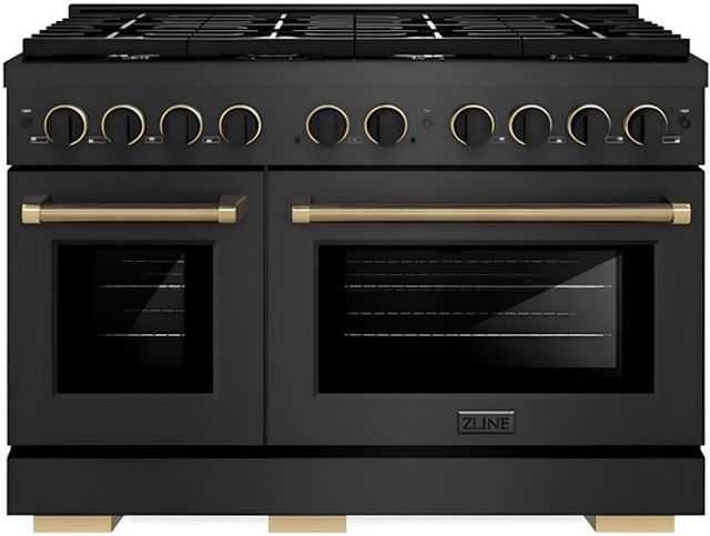 ZLINE Designer Paramount 48" Black Satin Stainless Steel Pro Style Dual Fuel Range with 8 Burner Gas Cooktop-0