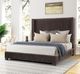 Bernards Milo Brown Pleated Upholstered Queen Panel Bed-1
