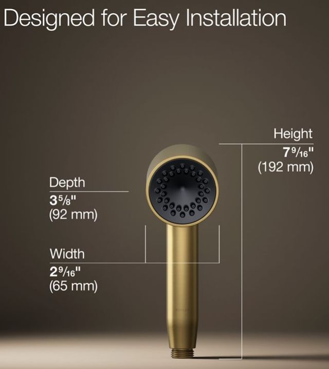 KOHLER® Statement® Vibrant Brushed Moderne Brass 2.5 GPM Iconic Single-Function Handshower-3