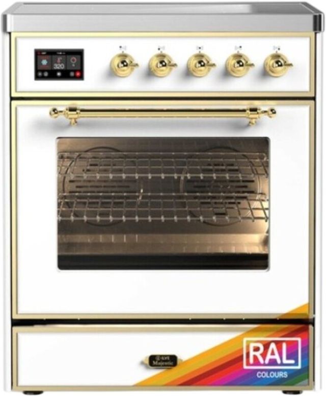 Ilve® Majestic III 30" Custom Pro Style Induction Range with Triple Glass Door and Brass Trim-0