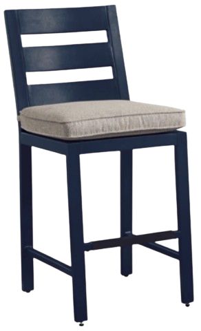 Signature Design by Ashley® East Beach Beige/Navy Blue Fabric/Wooden Outdoor Barstool-2