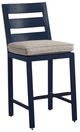 Signature Design by Ashley® East Beach Beige/Navy Blue Fabric/Wooden Outdoor Barstool-2