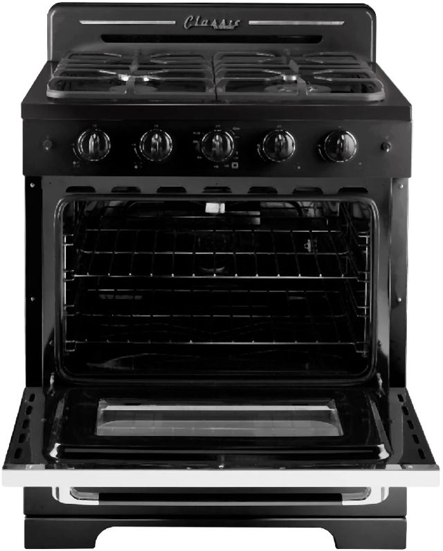 Unique Appliances Classic Retro 30" Midnight Black Slide-In Gas Range-1
