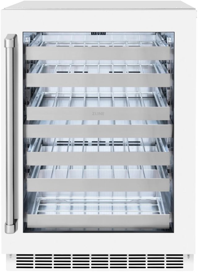 ZLINE Touchstone 24" 4.8 Cu. Ft. Stainless Steel Wine Cooler with White Matte Glass Door-0