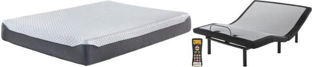 Sierra Sleep® by Ashley® Chime Elite 2-Piece 12" Memory Foam and Best Adjustable Base California King Mattress Set-0