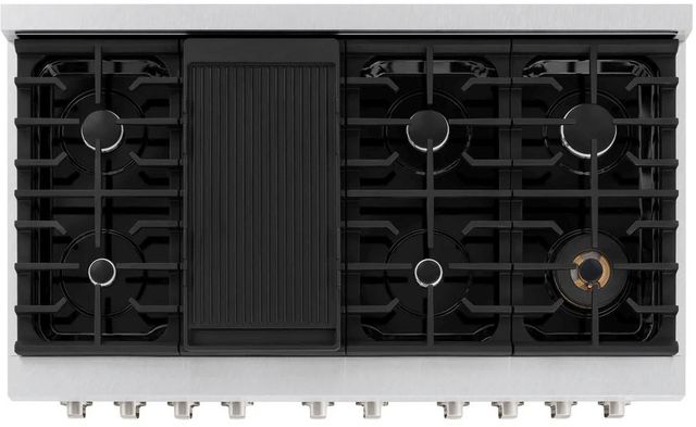 ZLINE Paramount 48" Satin Stainless Steel Pro Style Dual Fuel Range with White Matte Door-3