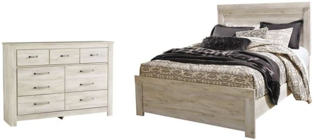 Signature Design by Ashley® Bellaby 2-Piece Whitewash Queen Crossbuck Panel Bed Set-0