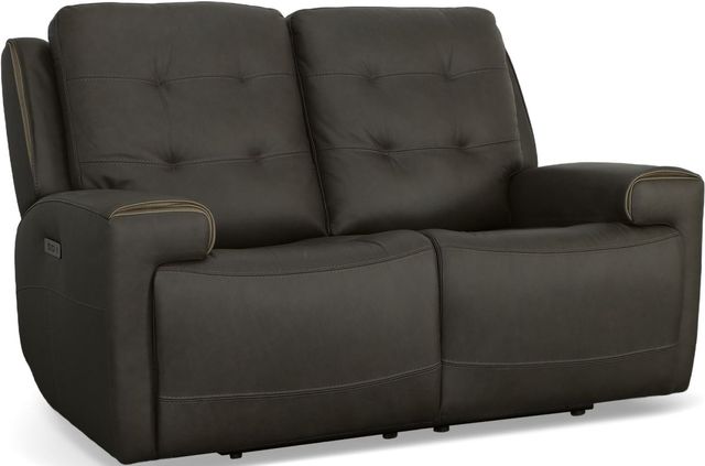Flexsteel® Iris Charcoal Power Reclining Loveseat with Power Headrests-0