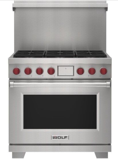 Wolf® 20" Stainless Steel Range Riser with Shelf-1