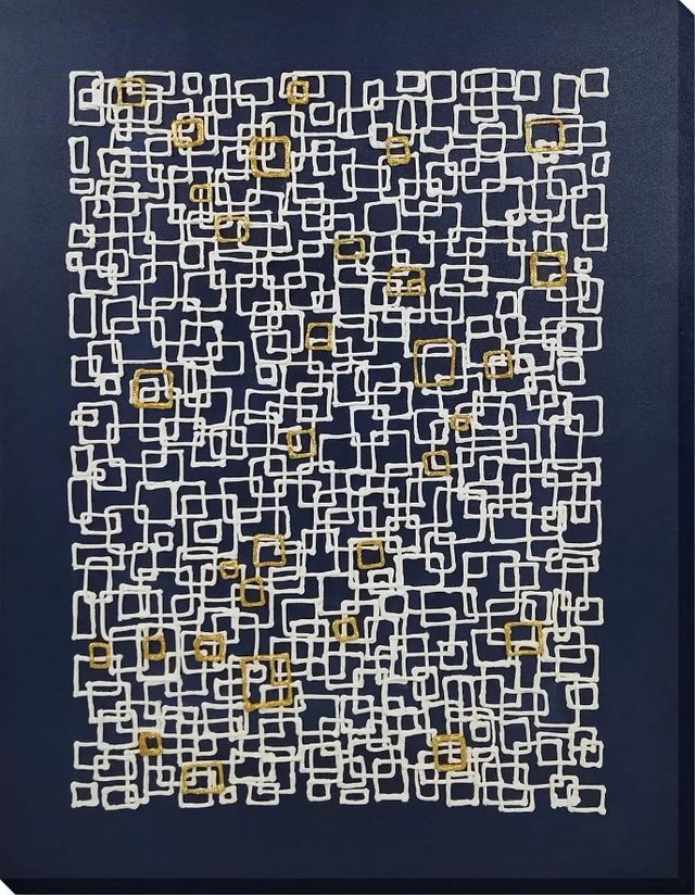 Classy Living Outspoken Midnight Gold Interlock Abstract Wall Art-0