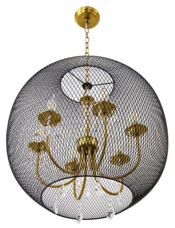YHD Baron Antique Brass/Matte Black 6-Light Chandelier-3