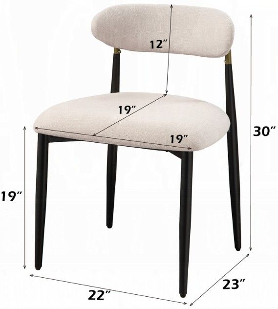 ACME Furniture Jaramillo 2-Piece Beige/Black Upholstered Side Chair Set-2