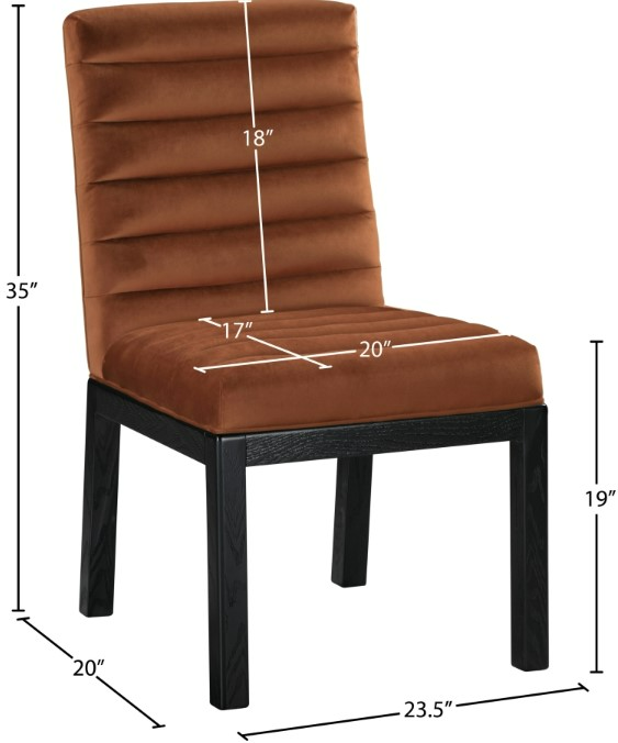 Meridian Furniture - Evelyn Cognac Velvet Dining Chair - Brown - Thumbnail 5