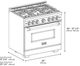 ZLINE Classic 36" Satin Stainless Steel Pro Style Dual Fuel Range with Black Matte Door and Champagne Bronze Accents-2