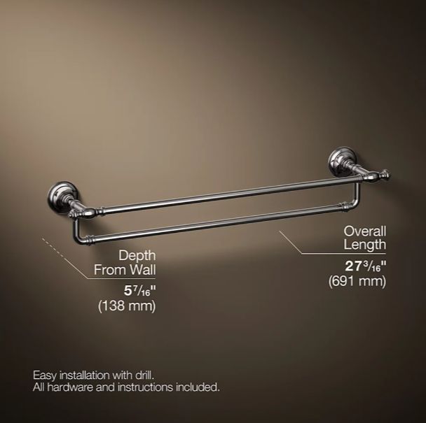 KOHLER® Artifacts® Vibrant Titanium 24" Double Towel Bar-2