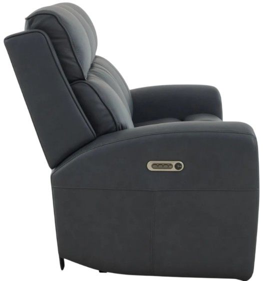 Flexsteel® Warren True Navy Leather Power Reclining Sofa with Console, Power Headrest and Lumbarand Lumbar-4
