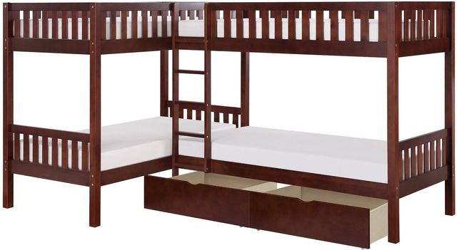 Homelegance® Rowe Dark Cherry Youth Twin Corner Storage Bunk Bed-3