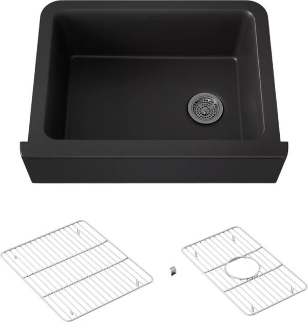 KOHLER® Cairn® Matte Black 30" Undermount Single-Bowl Farmhouse Kitchen Sink-0