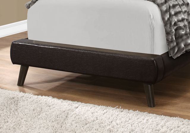 Monarch Specialties Inc. Brown Leather Look with Wood Leg Twin Bed-2