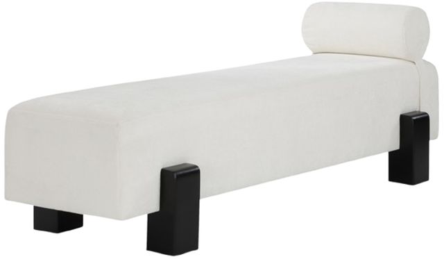 Meridian Furniture Edison Cream/Black Chenille Fabric Bench-0